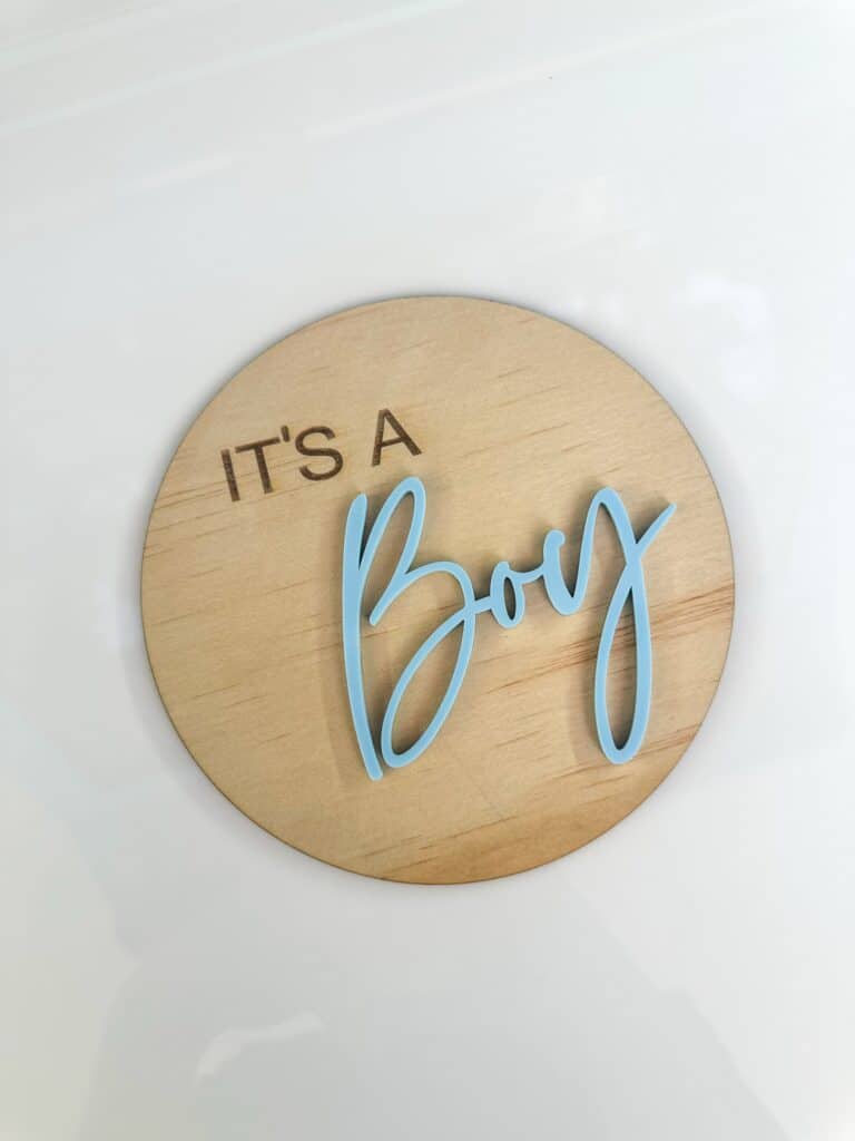 Baby It's a Boy Girl Announcement Plaque, custom acrylic, layered, with a glossy finish. Personalised keepsake.