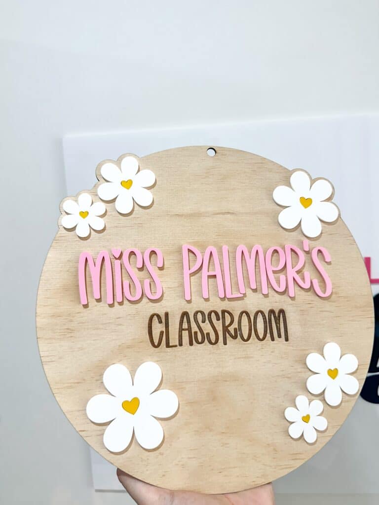 Personalised acrylic sign showing a custom name design.