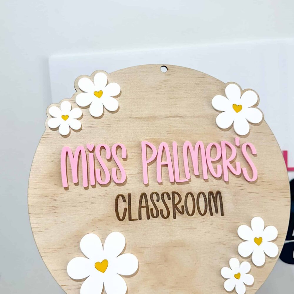 Personalised acrylic sign showing a custom name design.