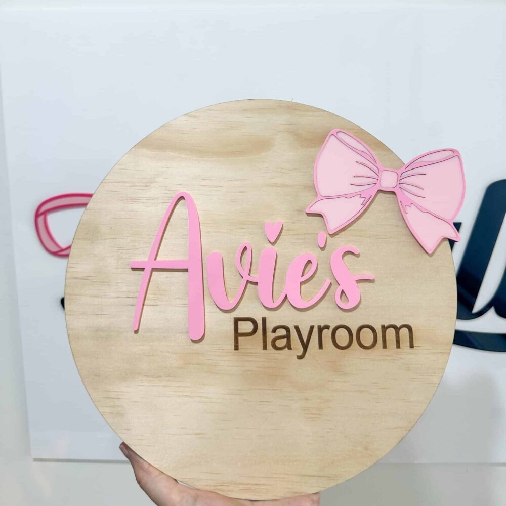 Personalised laser‑engraved acrylic sign with clear edges and engraved lettering.