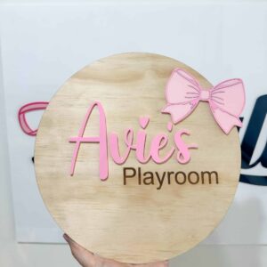 Personalised laser‑engraved acrylic sign with clear edges and engraved lettering.