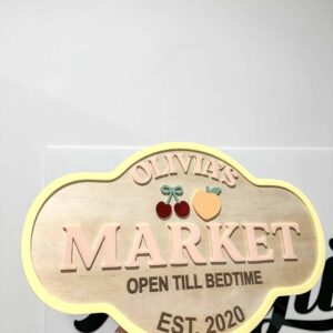Custom Wooden Play Market Sign Personalised for Kids