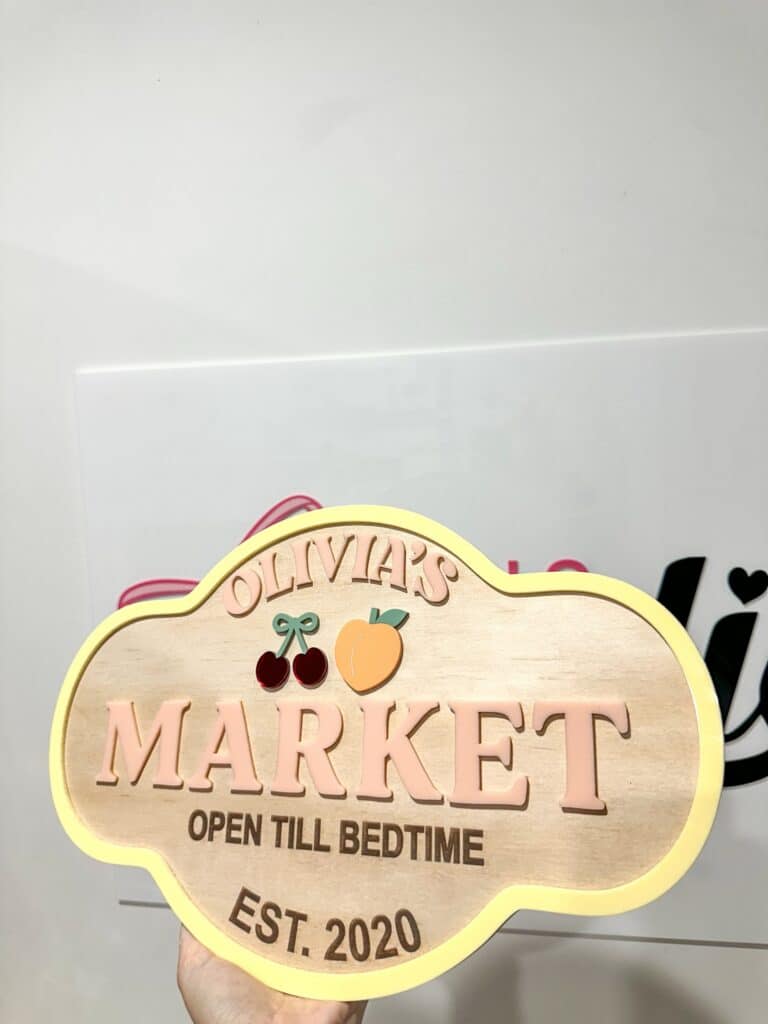 Custom Wooden Play Market Sign Personalised for Kids
