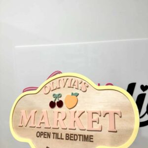 Custom Wooden Play Market Sign Personalised for Kids