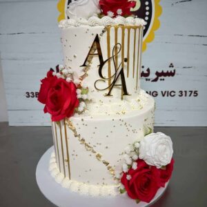 acrylic cake charm with customised initials, perfect for a special occasion. Personalised, cake topper, custom, gold.