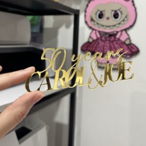 Screenshot of a personalised acrylic sign design mockup displayed on a screen.