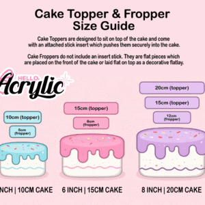 acrylic cake topper charm, double layer, custom, personalised, ready for personalisation.