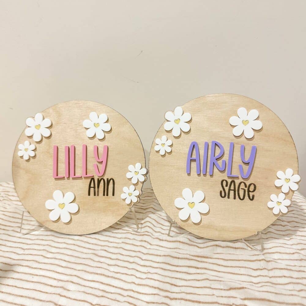 Custom Daisy Baby Name Plaque (15cm)