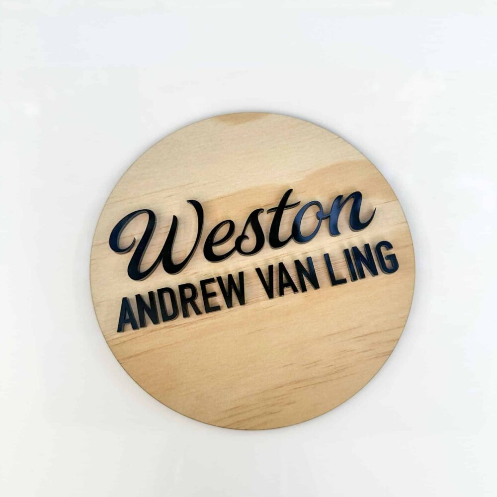 Baby Announcement Name Plaque with Coloured Text