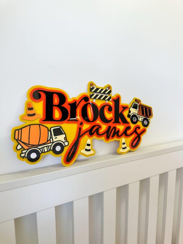Custom theme triple layer name sign, made from layered acrylic, with a personal touch, ready for personalisation.