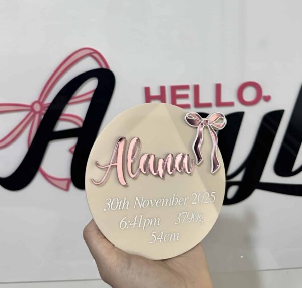 Personalised Acrylic Name Desk Sign Personalised clear acrylic sign displaying a custom name or message for home or office.