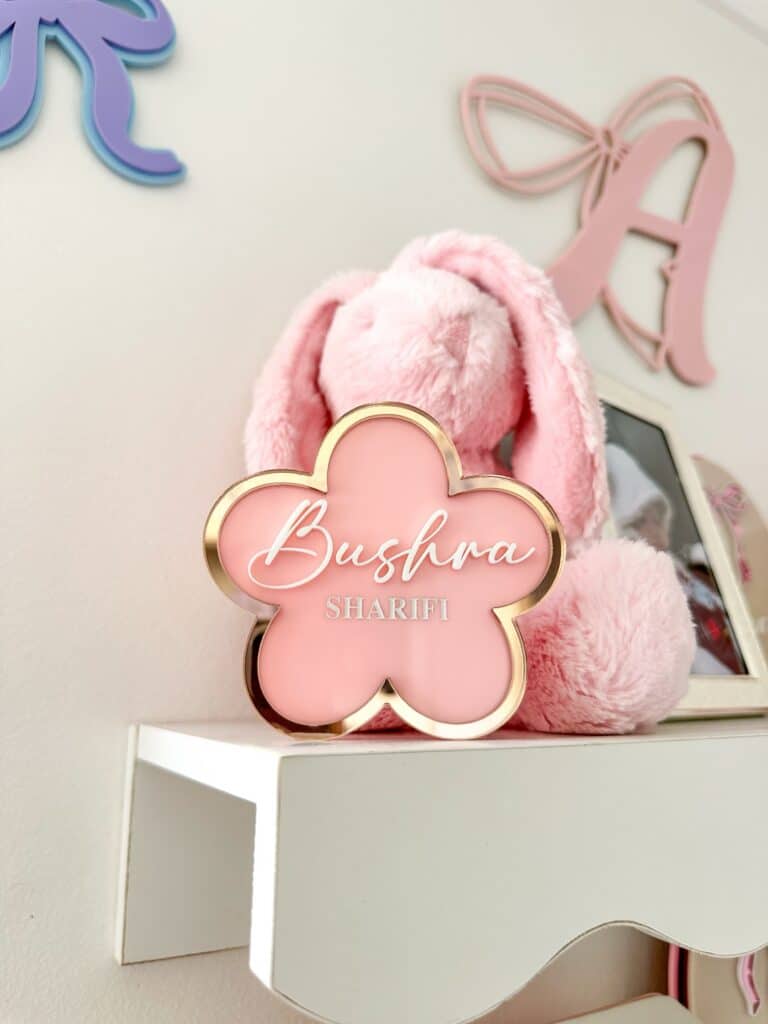 Flower Baby Name Announcement Plaque