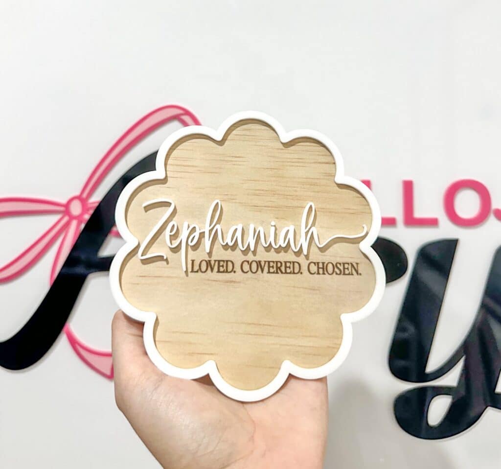Custom Wavy Baby Name Plaque (15cm)