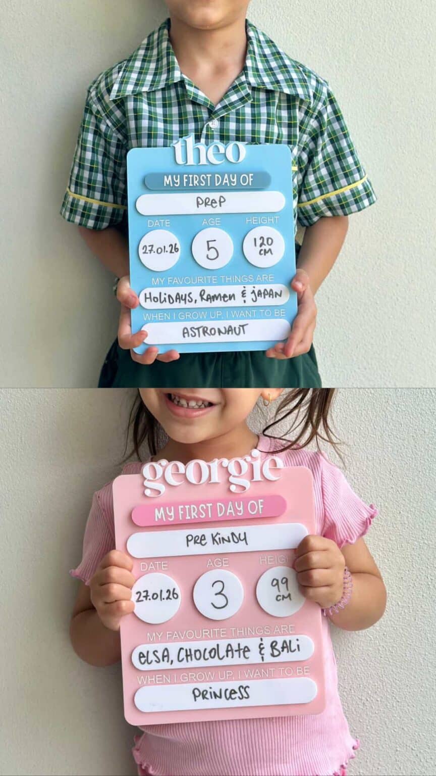 First &amp; Last Day of School Personalised Acrylic Board
