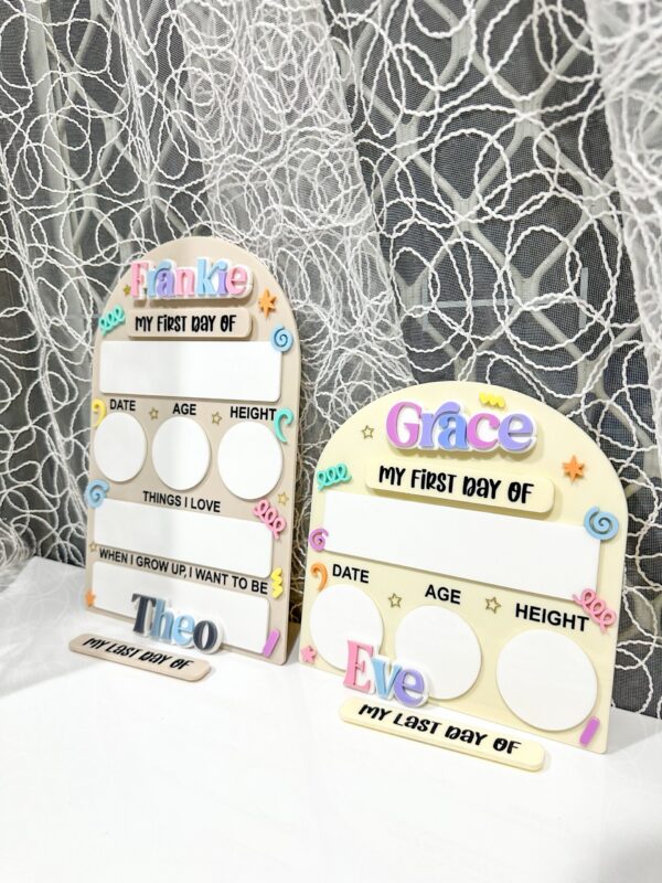 First & Last Day of School Acrylic Board Arch – Confetti