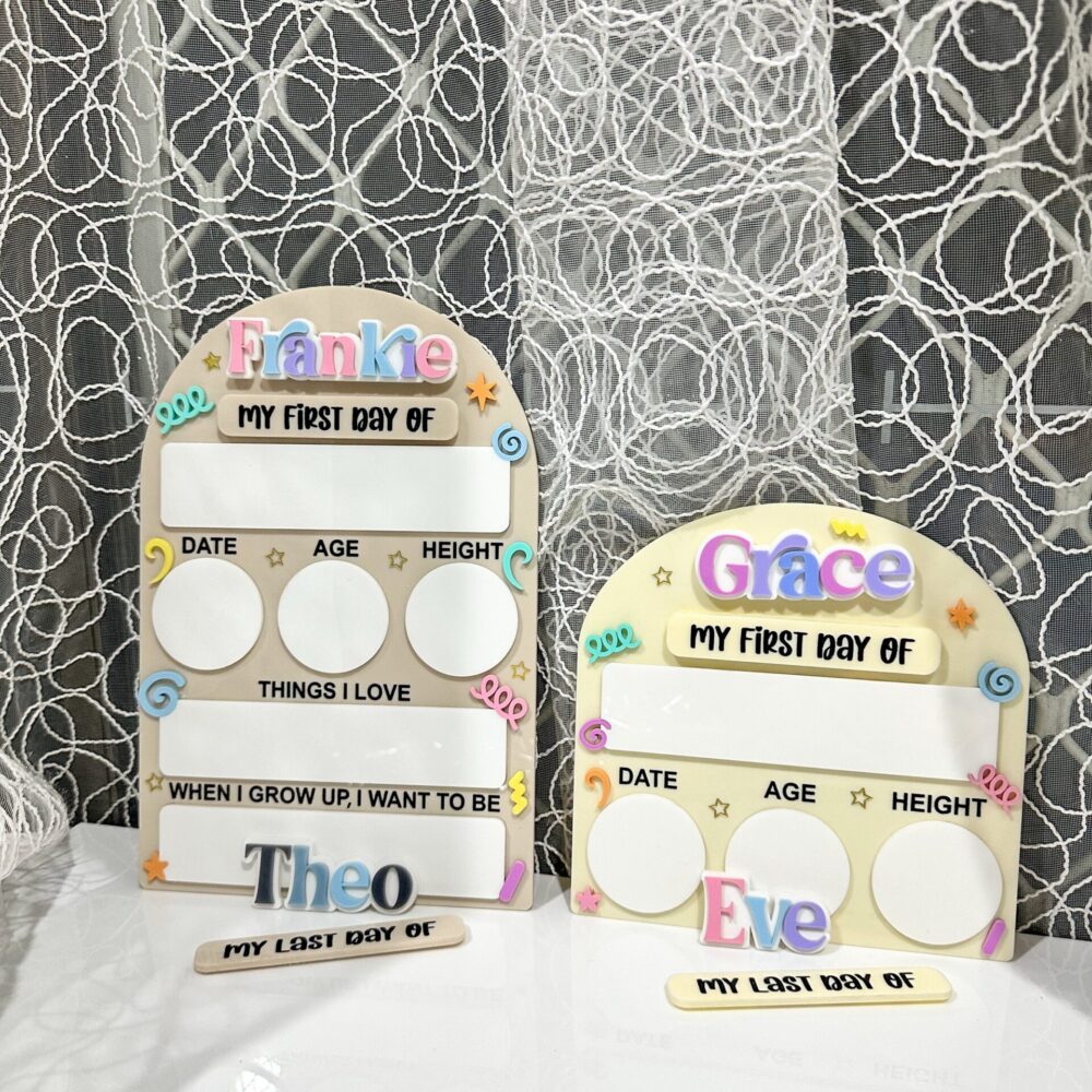 First & Last Day of School Acrylic Board Arch – Confetti