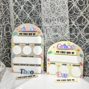 Acrylic board arch confetti first and last day of school board, personalised, custom, handcrafted, bespoke.