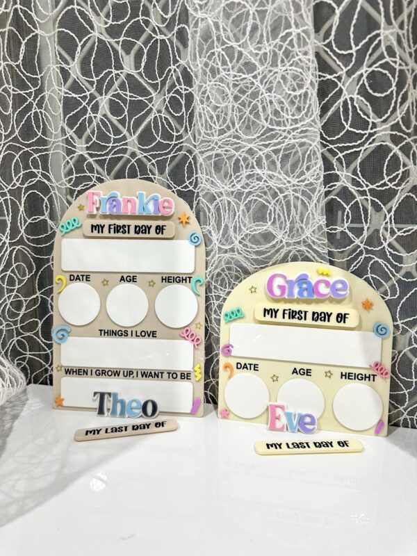 First & Last Day of School Acrylic Board Arch – Confetti