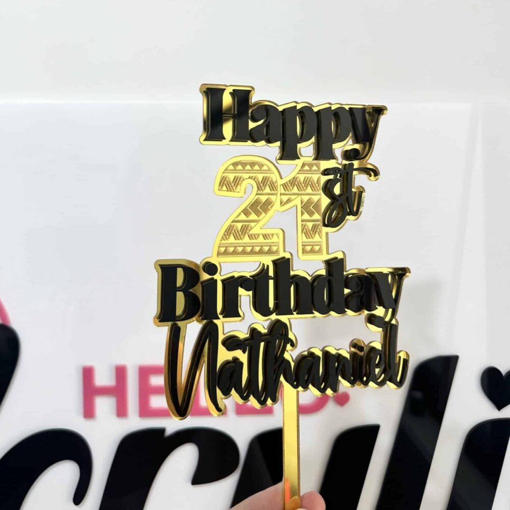 Maori & Samoan Acrylic Cake Topper, Custom Double Layer