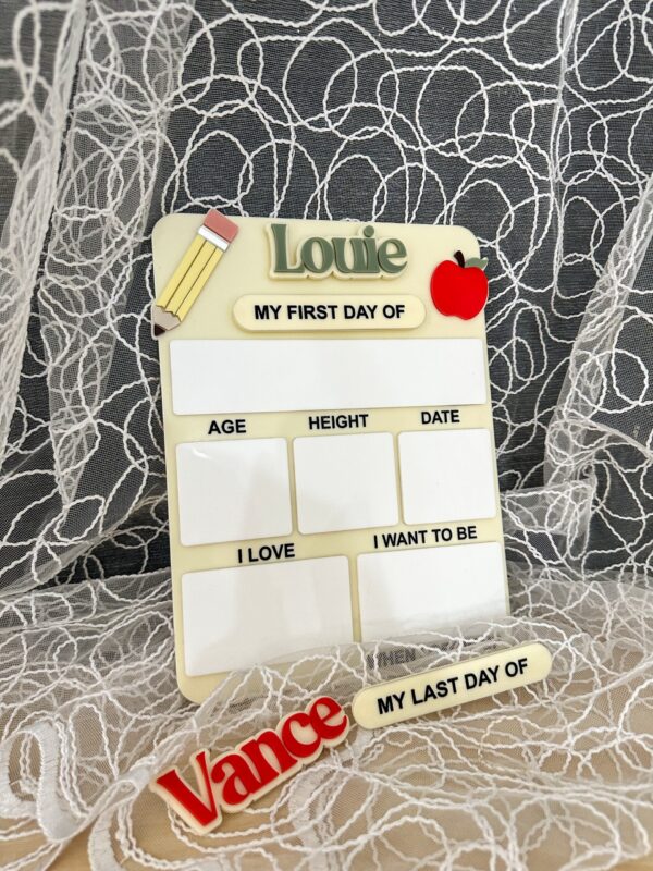 First & Last Day of School Personalised Acrylic Board
