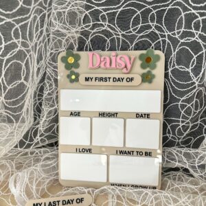 First &amp; Last Day of School Acrylic Board | Daisy, layered acrylic, mirrored finish