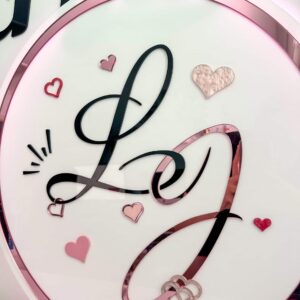 Custom 30-60cm round layered acrylic business name signs for shopfronts and offices.