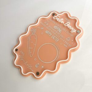 Acrylic Easter Bunny Treat Snack Board Luxe (30cm Wavy) - a custom, handcrafted, bespoke, acrylic board.