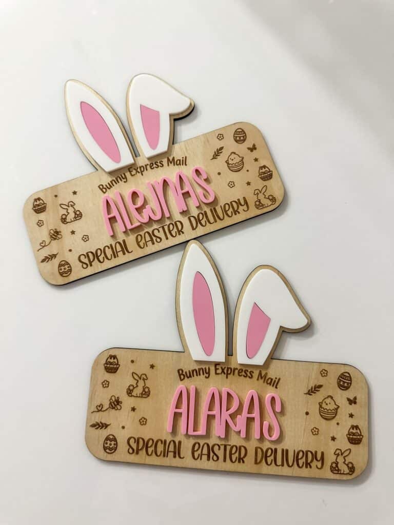 The Easter Bunny Express Mail Crate Plaque with Ears is a custom, handcrafted, and bespoke acrylic (frosted) keepsake. It.