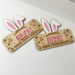 Easter Bunny Express Mail Crate Plaque with Ears