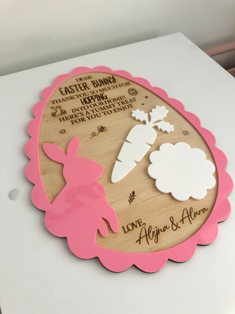 Easter Bunny Treat Board 30cm Scalloped Egg Keepsake