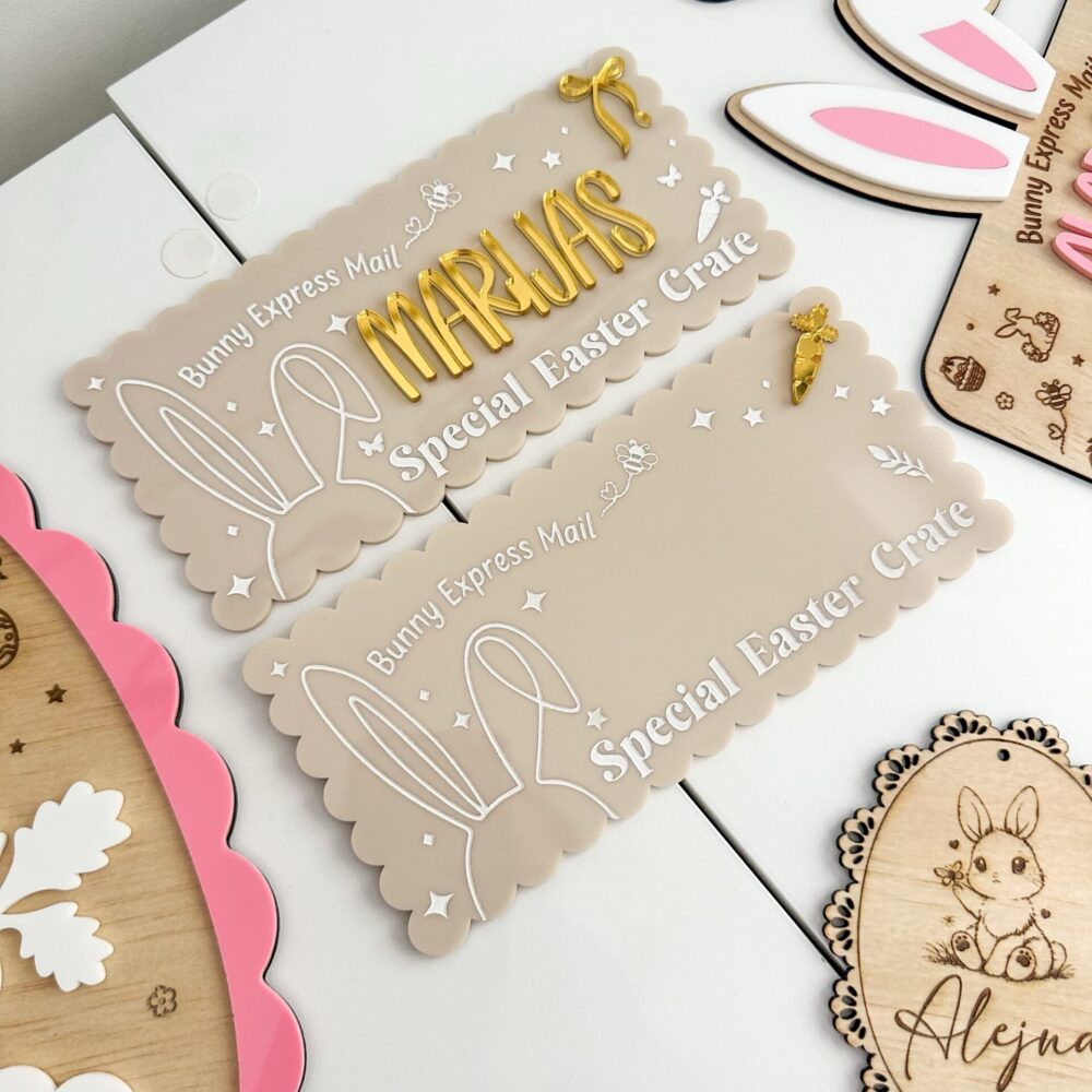 Acrylic Easter Crate Plaque – Bunny Express Mail