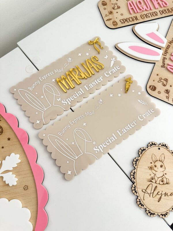 Acrylic Easter Crate Plaque | Bunny Express Mail