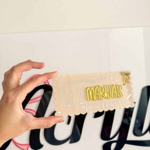 Acrylic Easter Crate Plaque | Bunny Express Mail, custom, layered acrylic, bunny-themed, Easter keepsake.