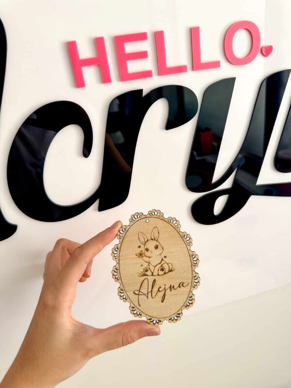 Personalised Easter Crate Tag, Vintage Wooden Lace