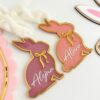 acrylic bunny crate name tag, personalised with a custom name, perfect for Easter.