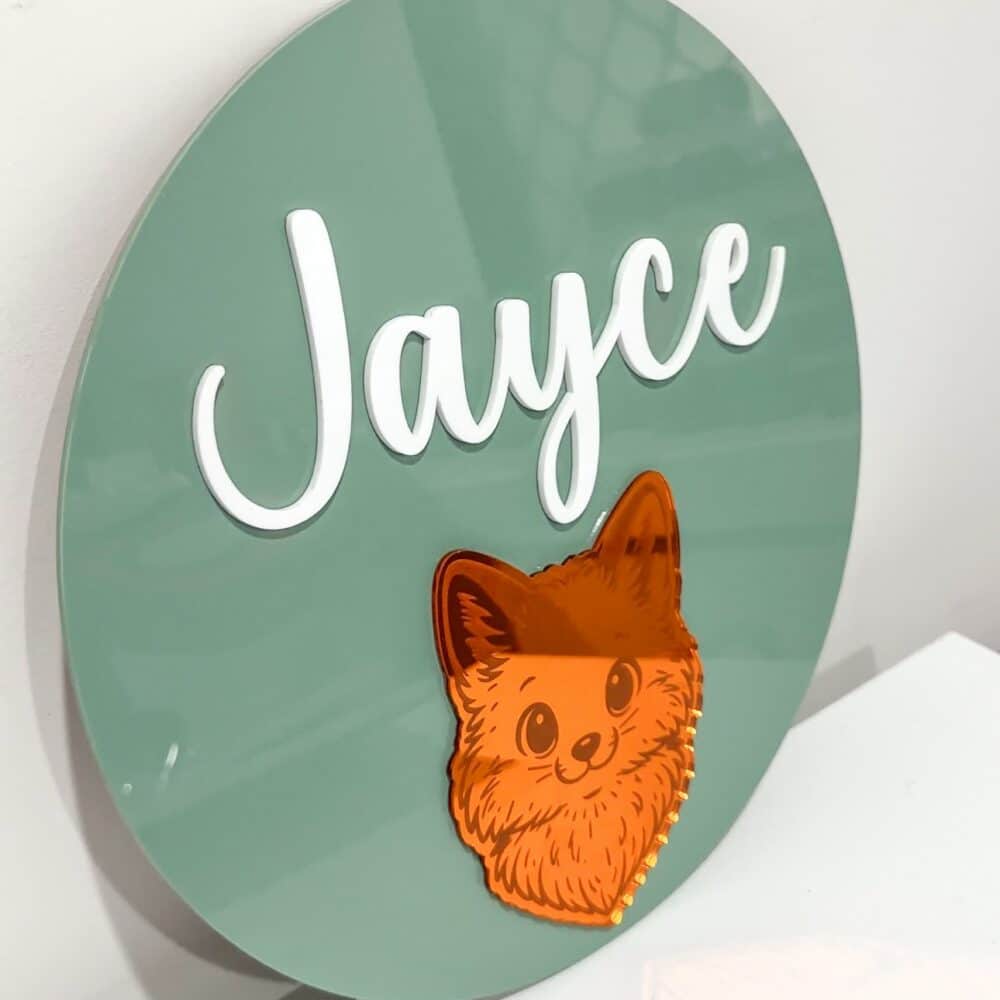 Personalised Fox Door Name Sign 30cm Round