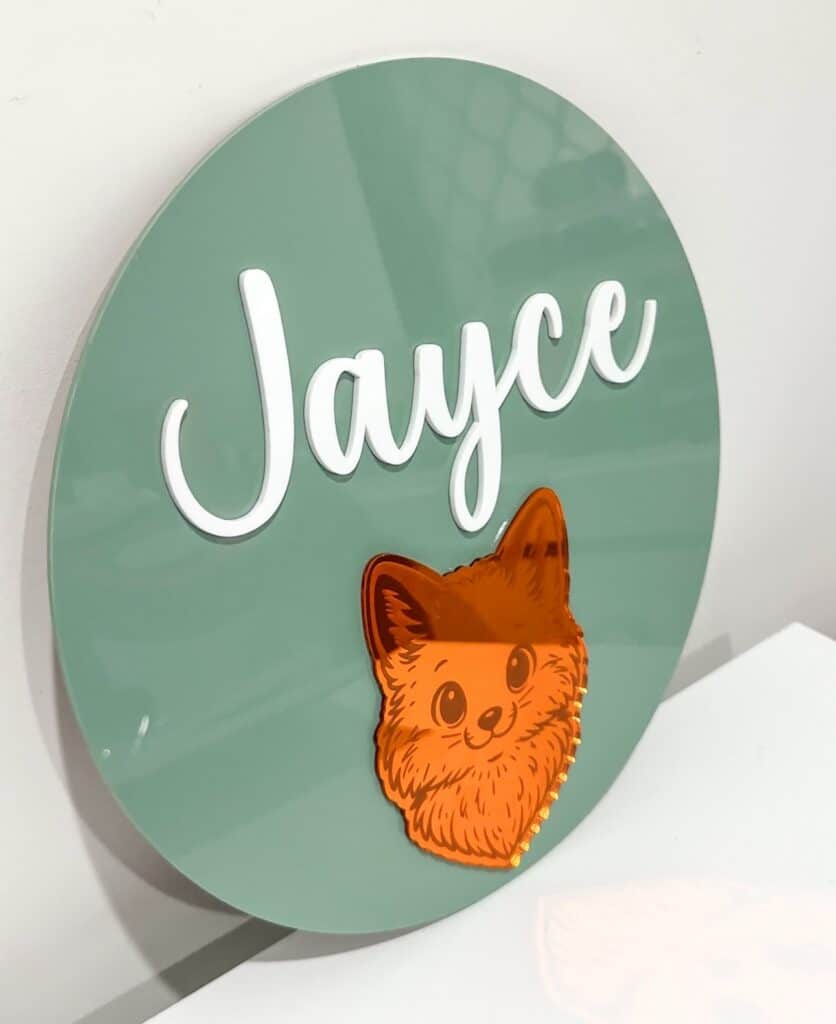 Personalised Fox Door Name Sign 30cm Round