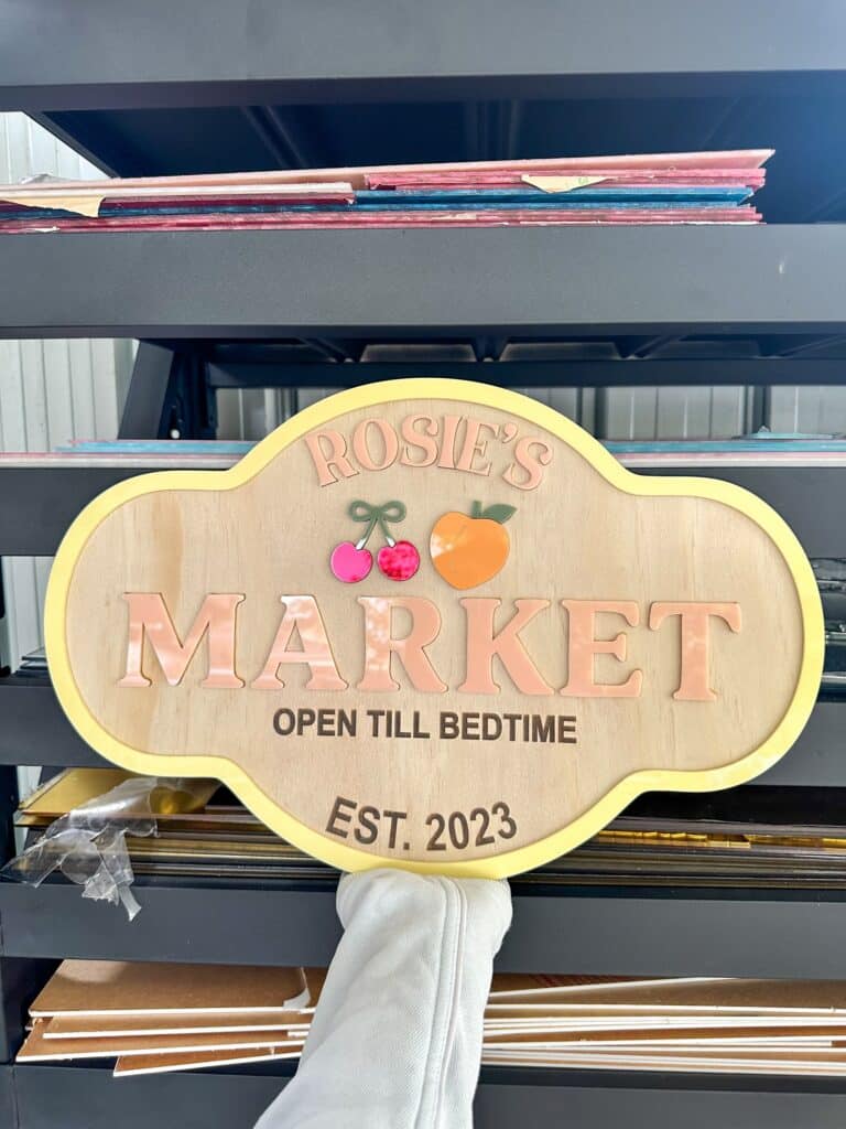 Custom Wooden Play Market Sign Personalised for Kids