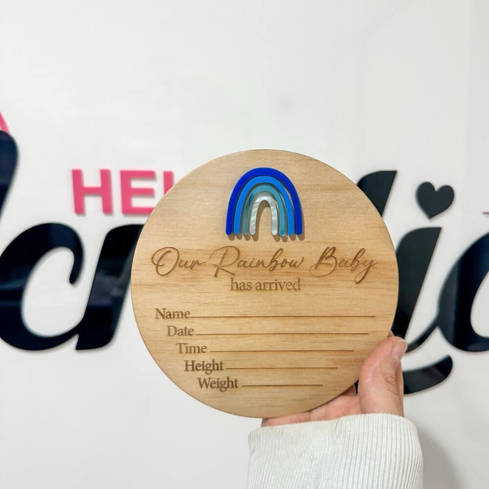 Rainbow Baby Announcement Plaque | Personalised Birth Details