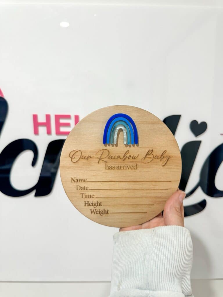 Rainbow Baby Announcement Plaque | Personalised Birth Details