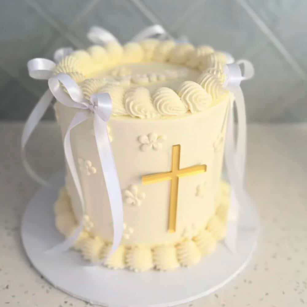 Cross Cake Charm for Baptism & Communion | Fropper