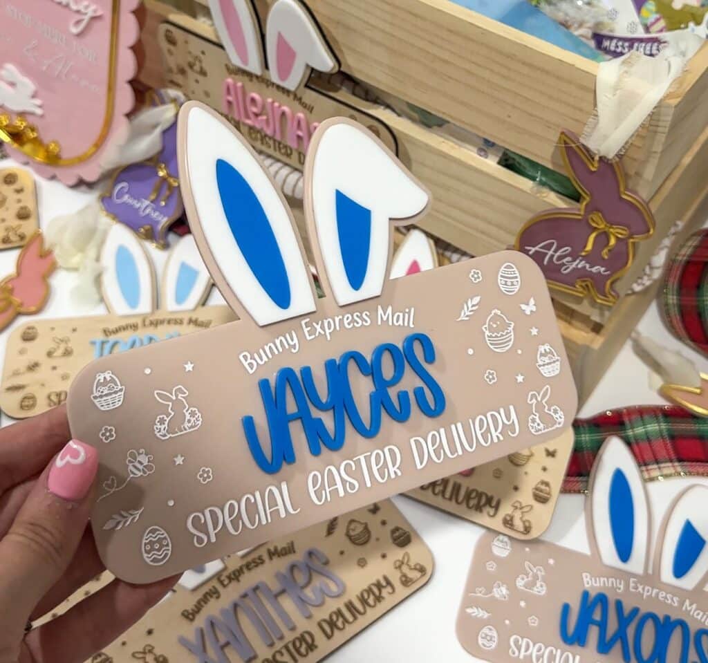 Easter Bunny Express Mail Crate Plaque with Ears