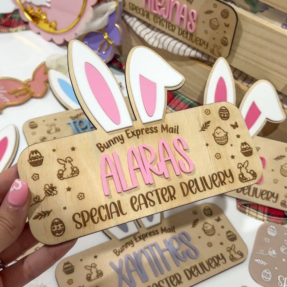 Easter Bunny Express Mail Crate Plaque with Ears