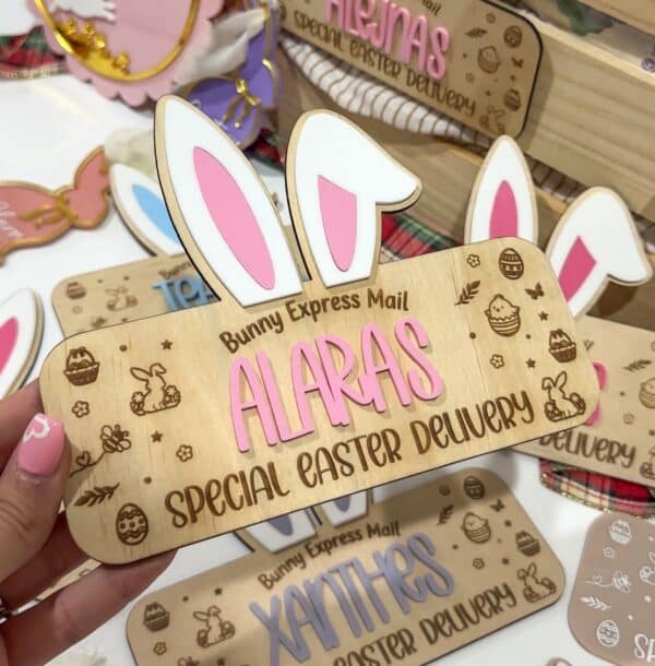 Easter Bunny Express Mail Crate Plaque with Ears