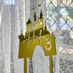 Acrylic Disney Castle Cake Topper Personalised Princess, custom, handcrafted, bespoke.