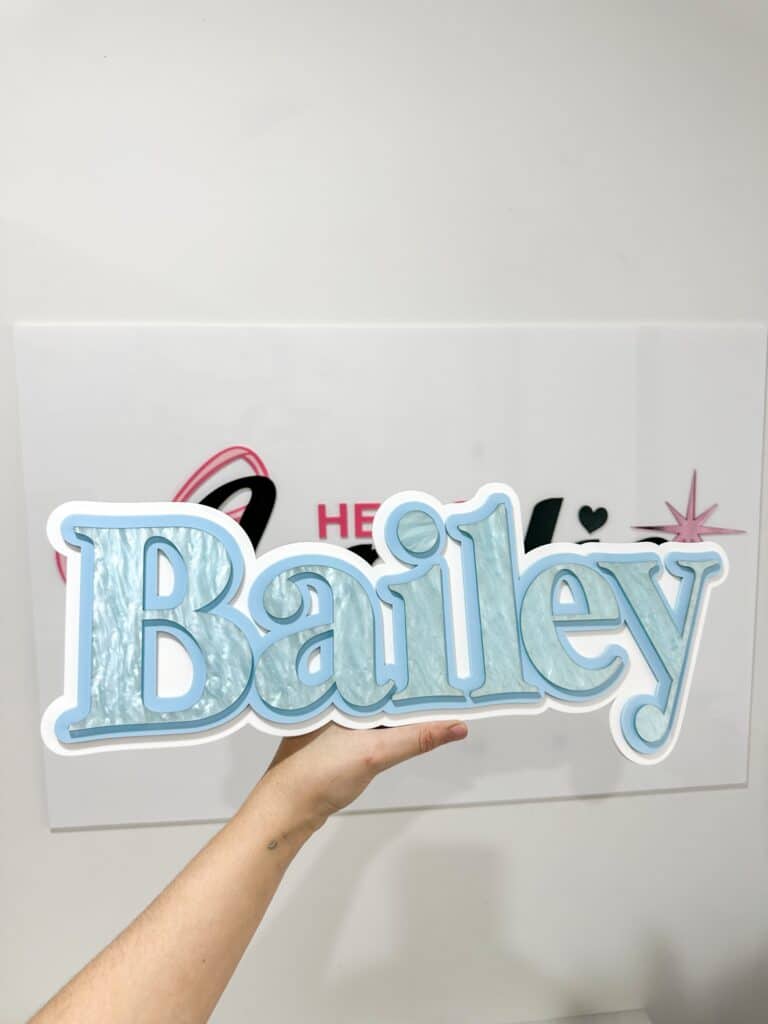 triple layer acrylic name sign, personalised, 3D, custom, handcrafted, bespoke, wall decor, name sign, wall art, wall.
