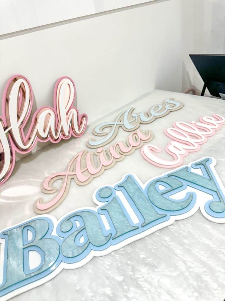 Personalised, custom, 3D, triple layer, layered, acrylic name sign, wall art, wall decor, wall hanging, wall art, wall, art.