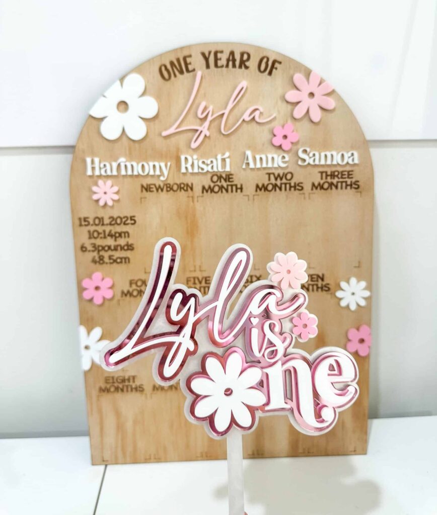 Personalised Daisy Cake Topper with Name & Age
