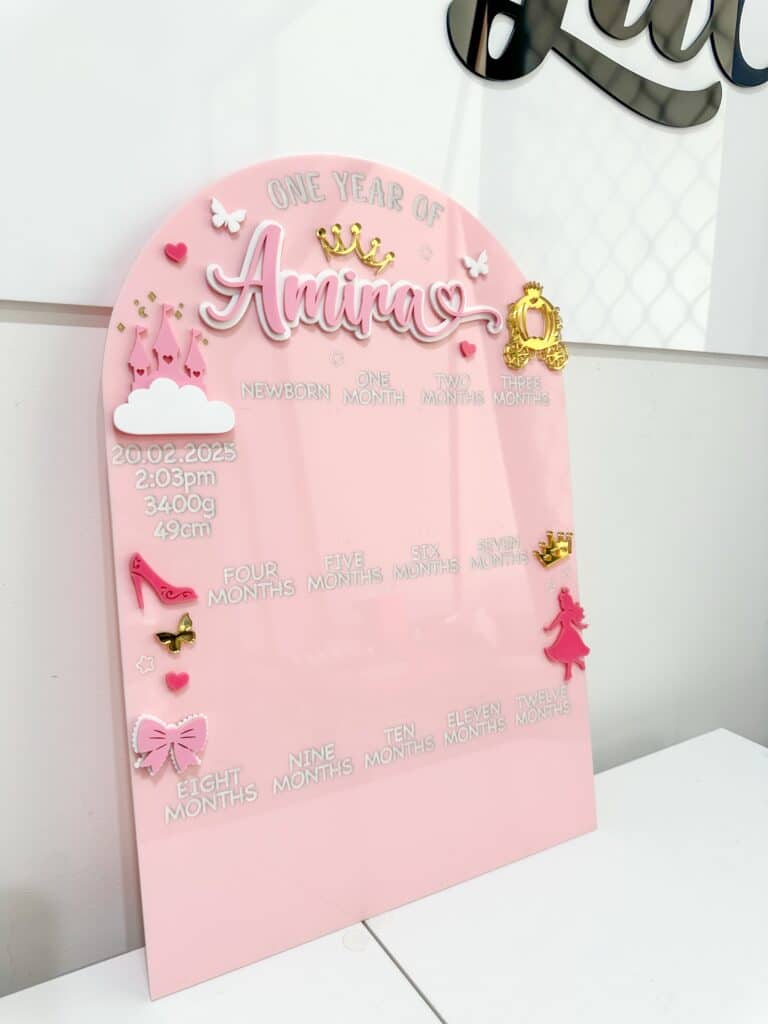 First Year Baby Photo Board Personalised Acrylic