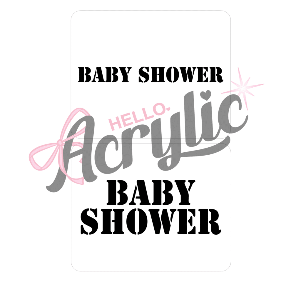 clear acrylic cake topper, personalised, baby shower, tiramisu cake stencil set.